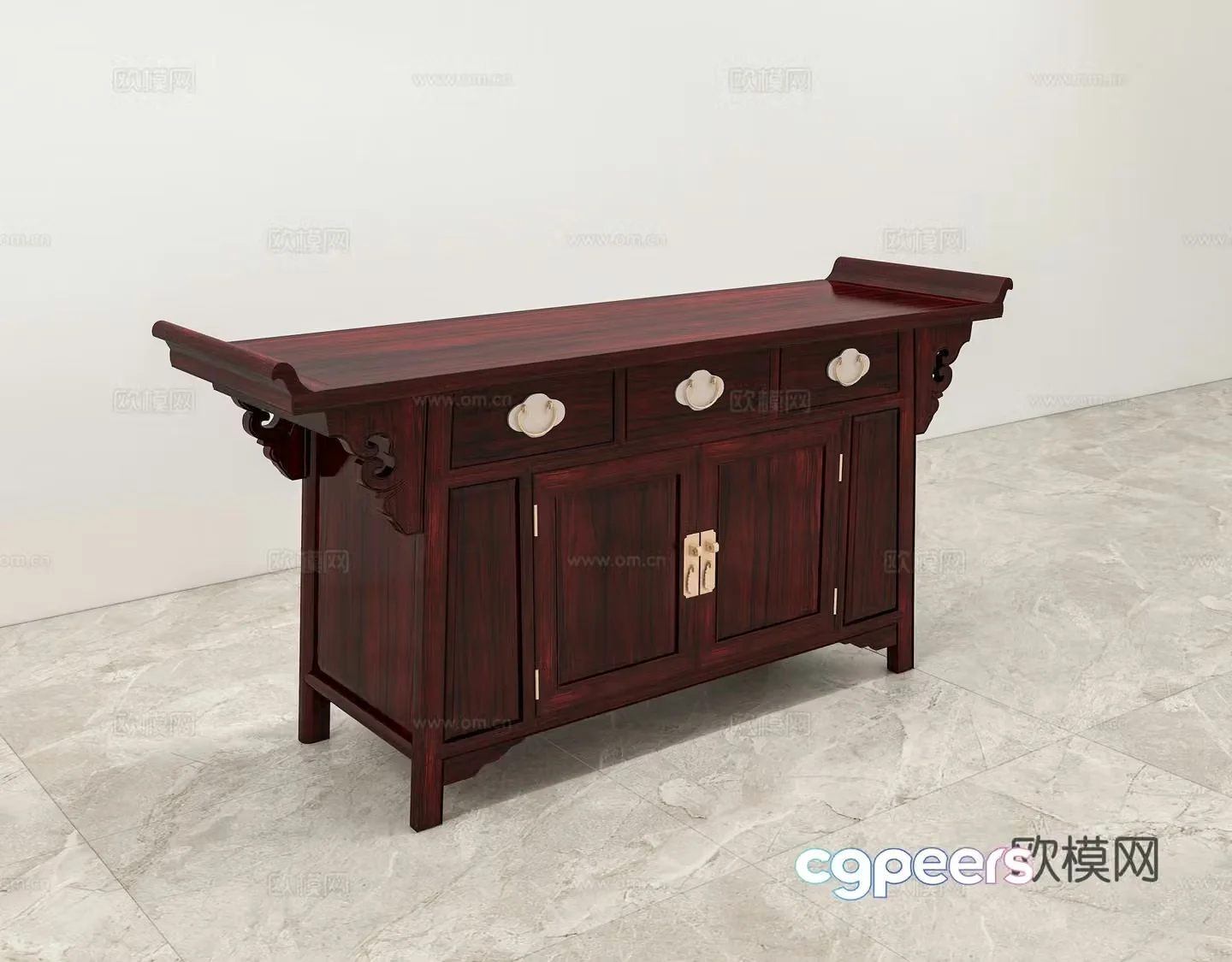 Chinese style triple cabinet altar table case entrance cabinet entrance table solid wood mahogany 3D model