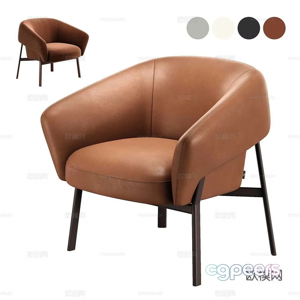 Nordic simple single sofa single sofa simple sofa leather sofa living room sofa 3D model