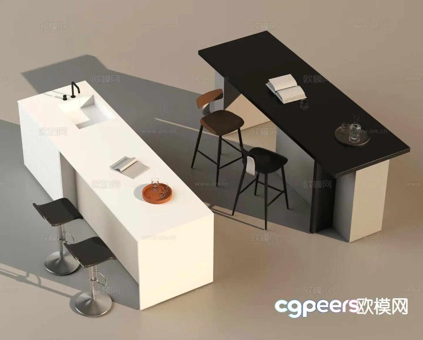 Bar water bar bar chair 3d model