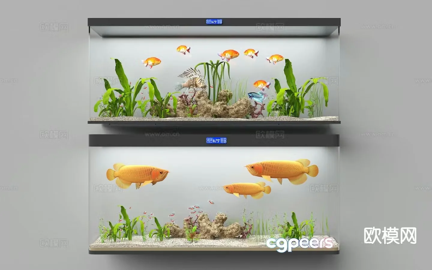 Modern fish tank aquarium 3d model