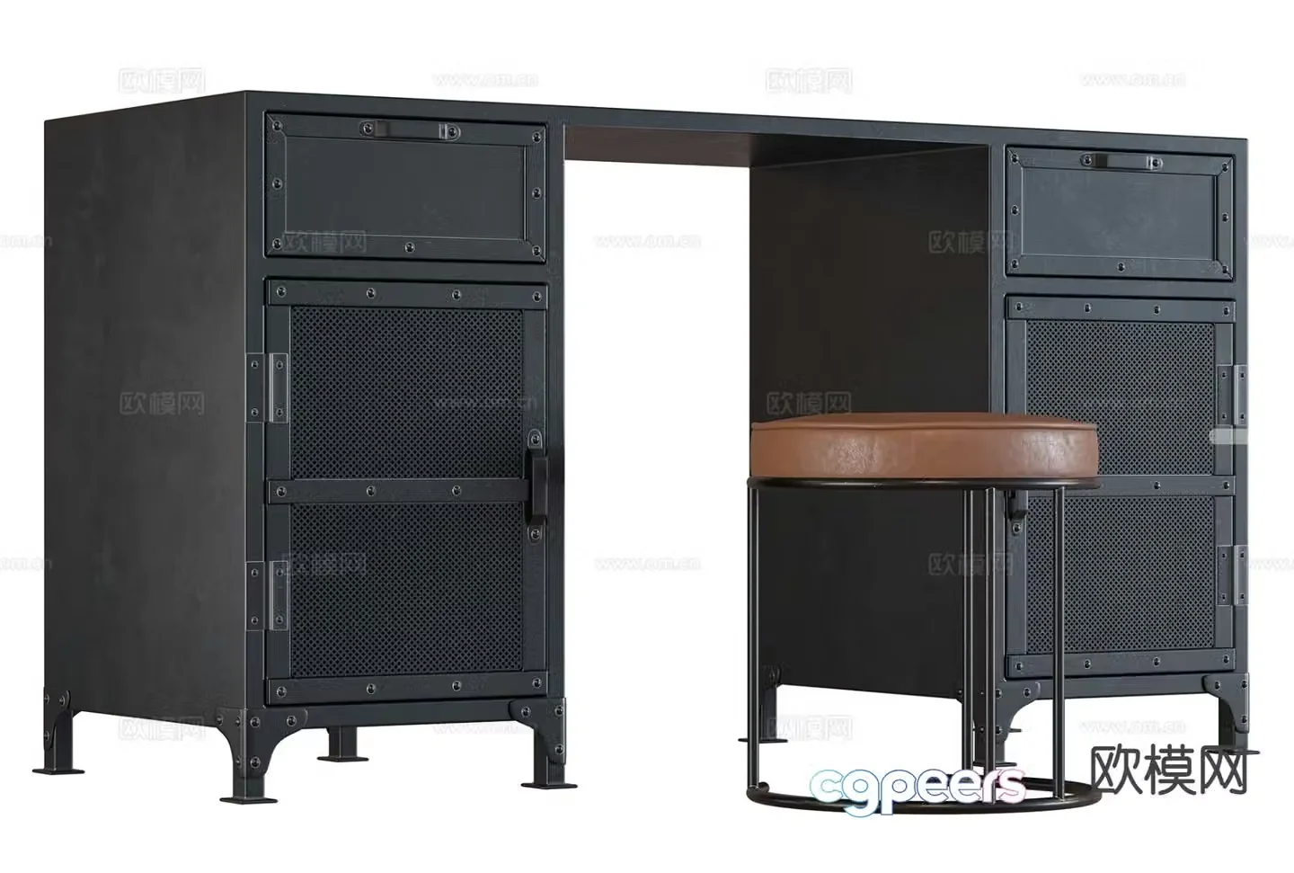Study table computer table desk 3d model