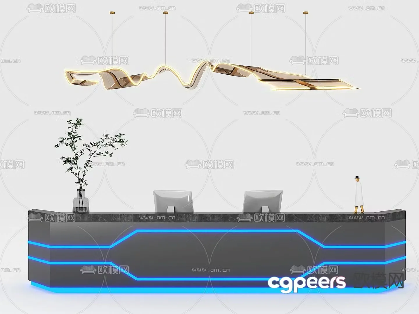 Front desk reception desk service desk 3d model