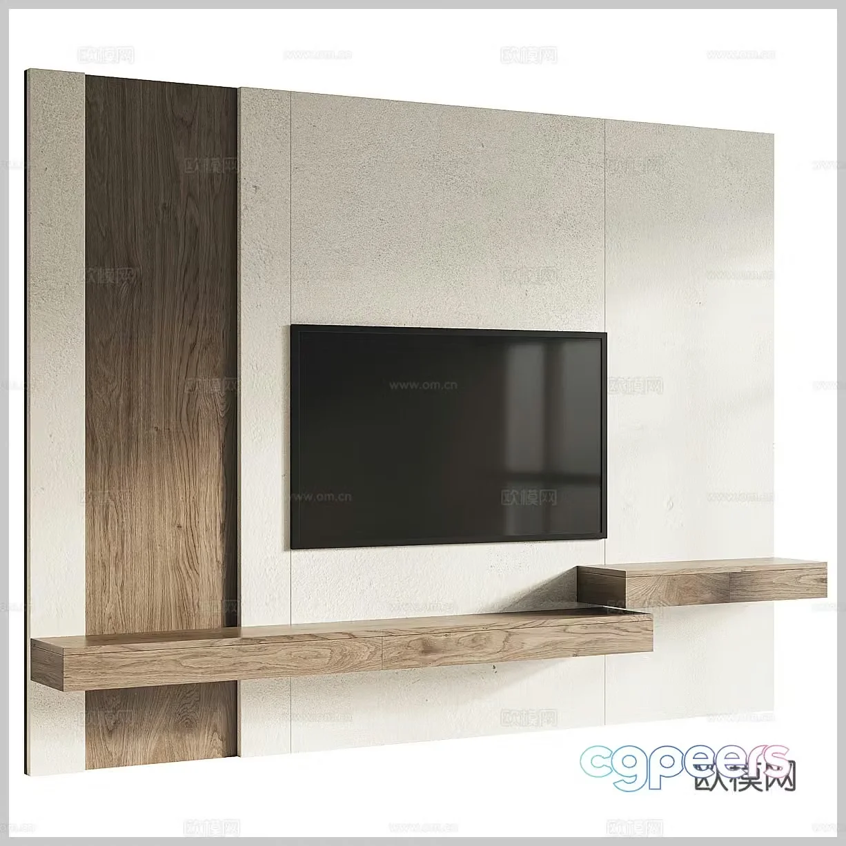 Wasabi TV background wall hanging TV cabinet solid wood TV cabinet bedroom TV cabinet background wall 3d model