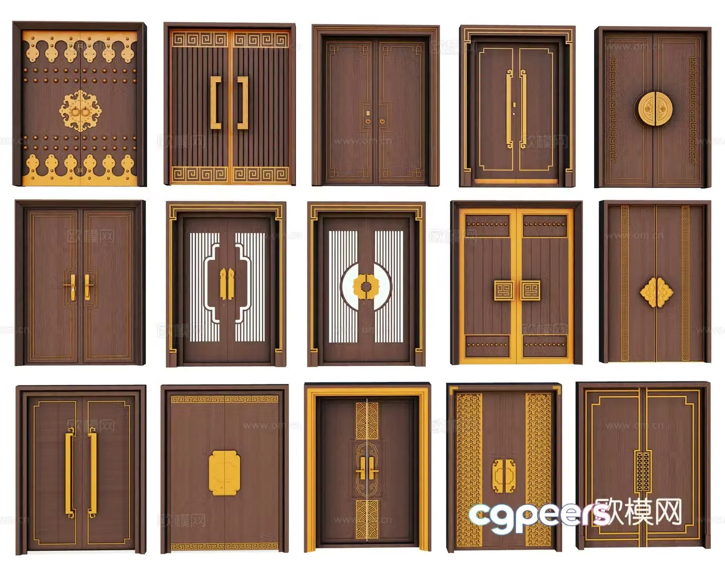 Chinese double-opening door entrance door security door swing door mother and child door wooden door bedroom 3D model