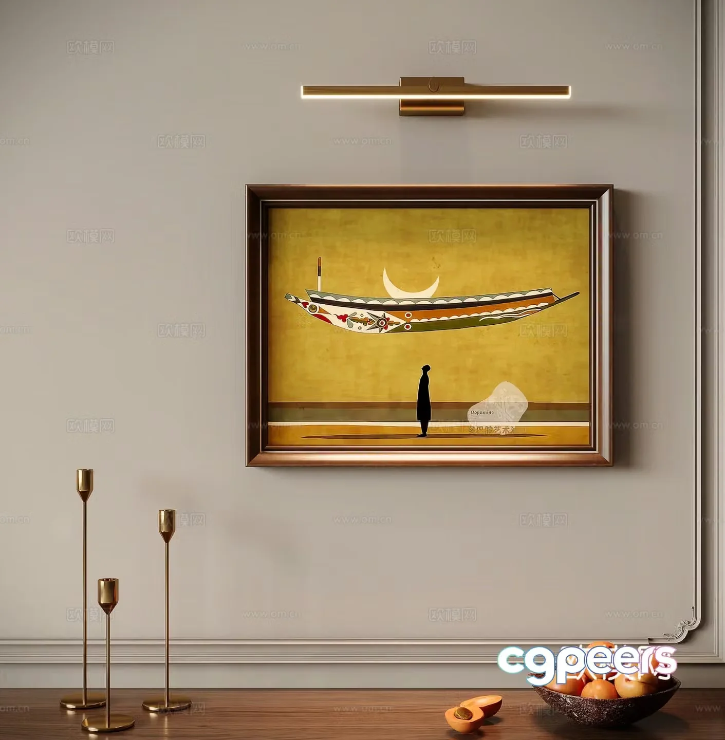 Medieval style hanging painting decorative painting 3d model
