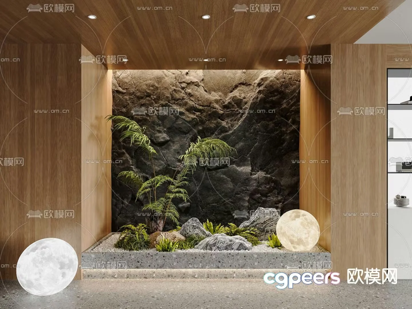 Indoor landscaping rockery landscape 3d model