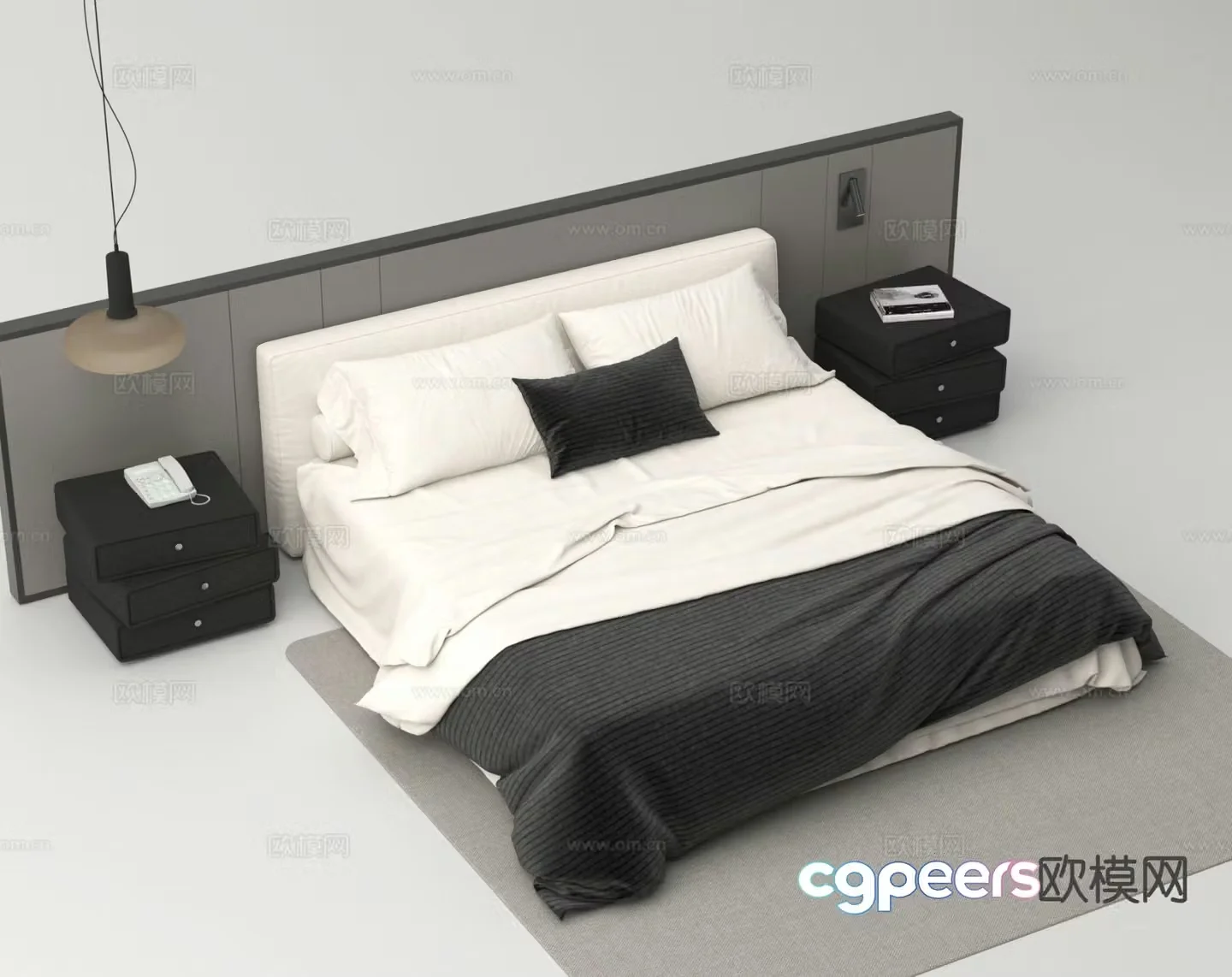 Modern double bed hotel double bed 3d model