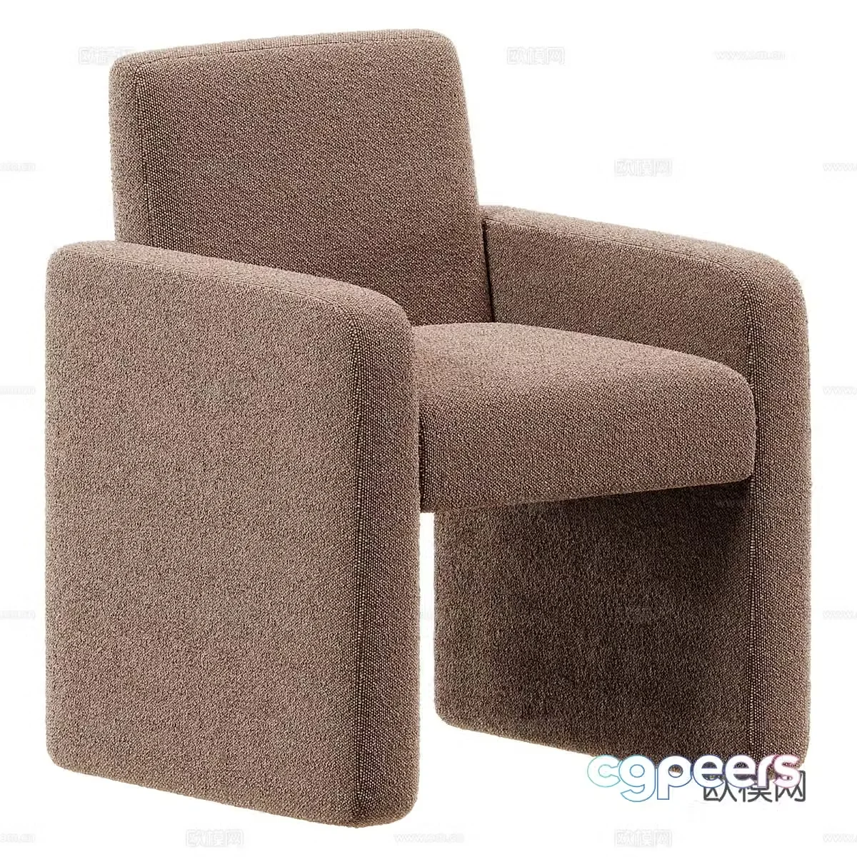 Modern Italian Cream Kean Fabric Armchair 3D Model