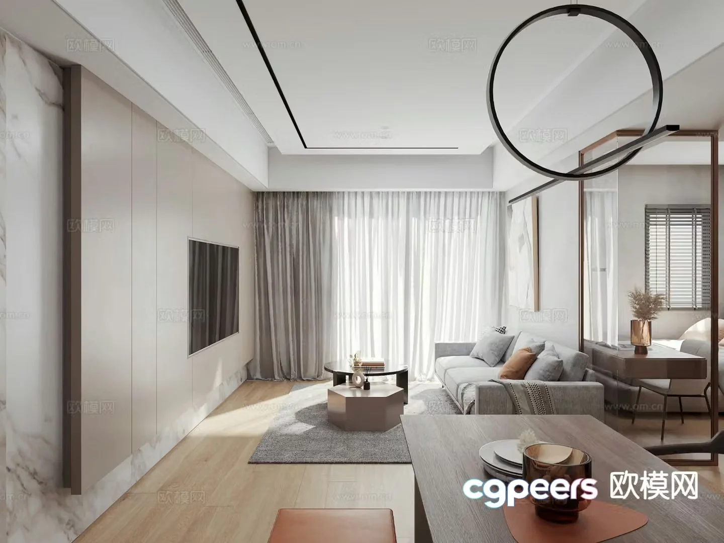 Modern minimalist restaurant 3d model