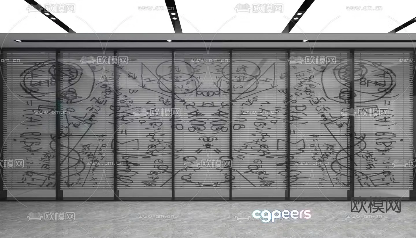 Office partition wall glass high partition 3d model