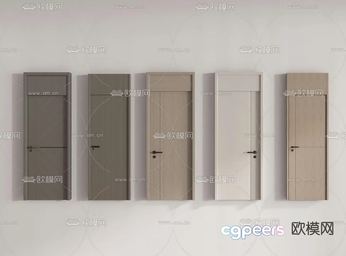 Single-open door wooden door 3d model