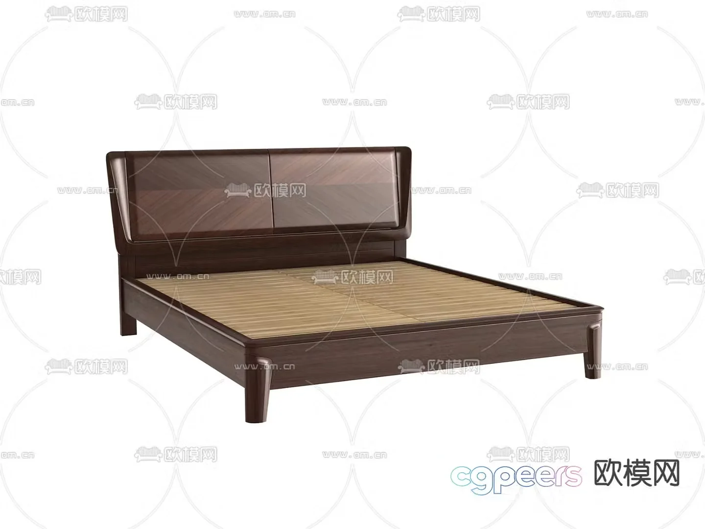 New Chinese double bed bed board 3d model