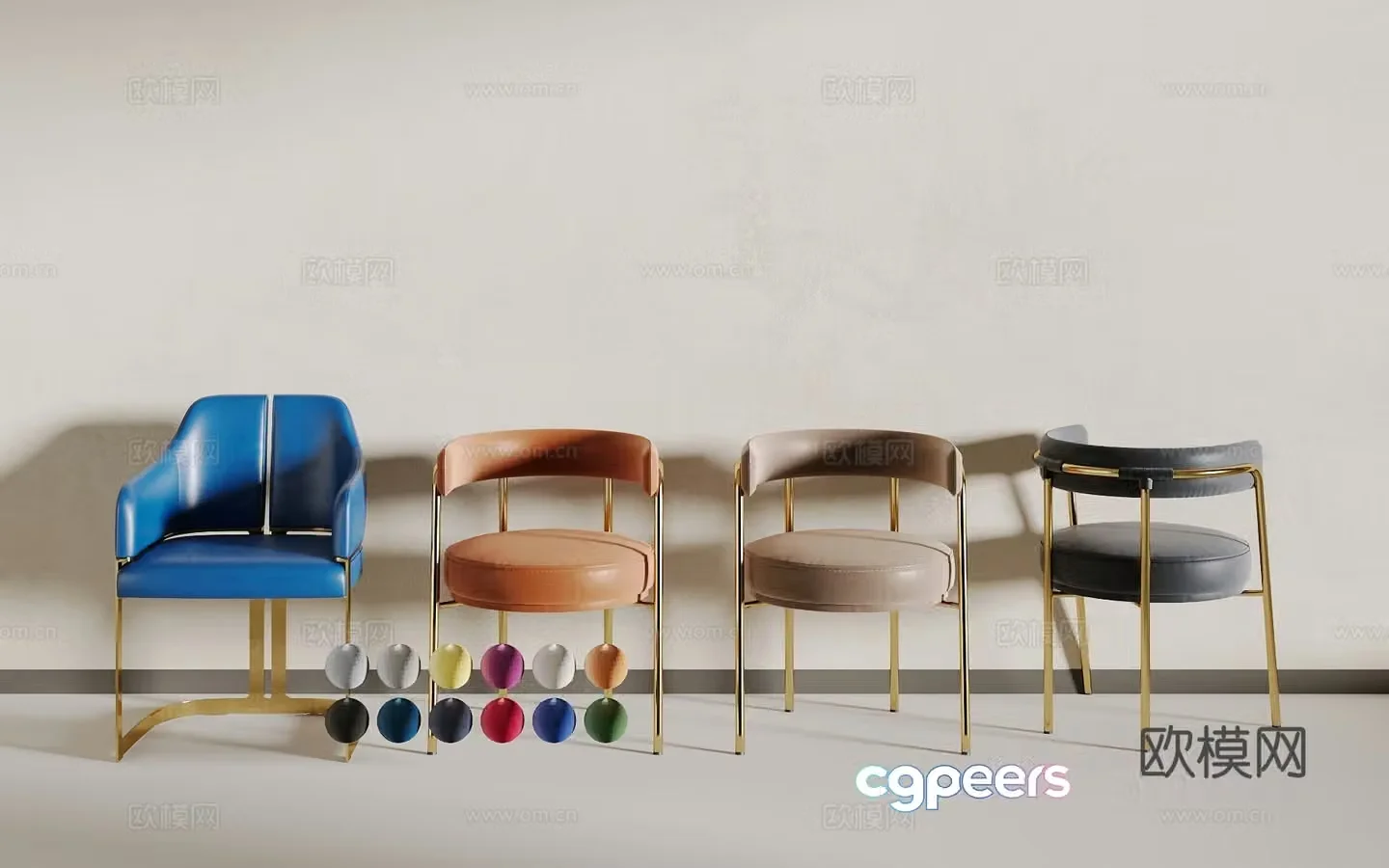 Light luxury dining chair 3D model