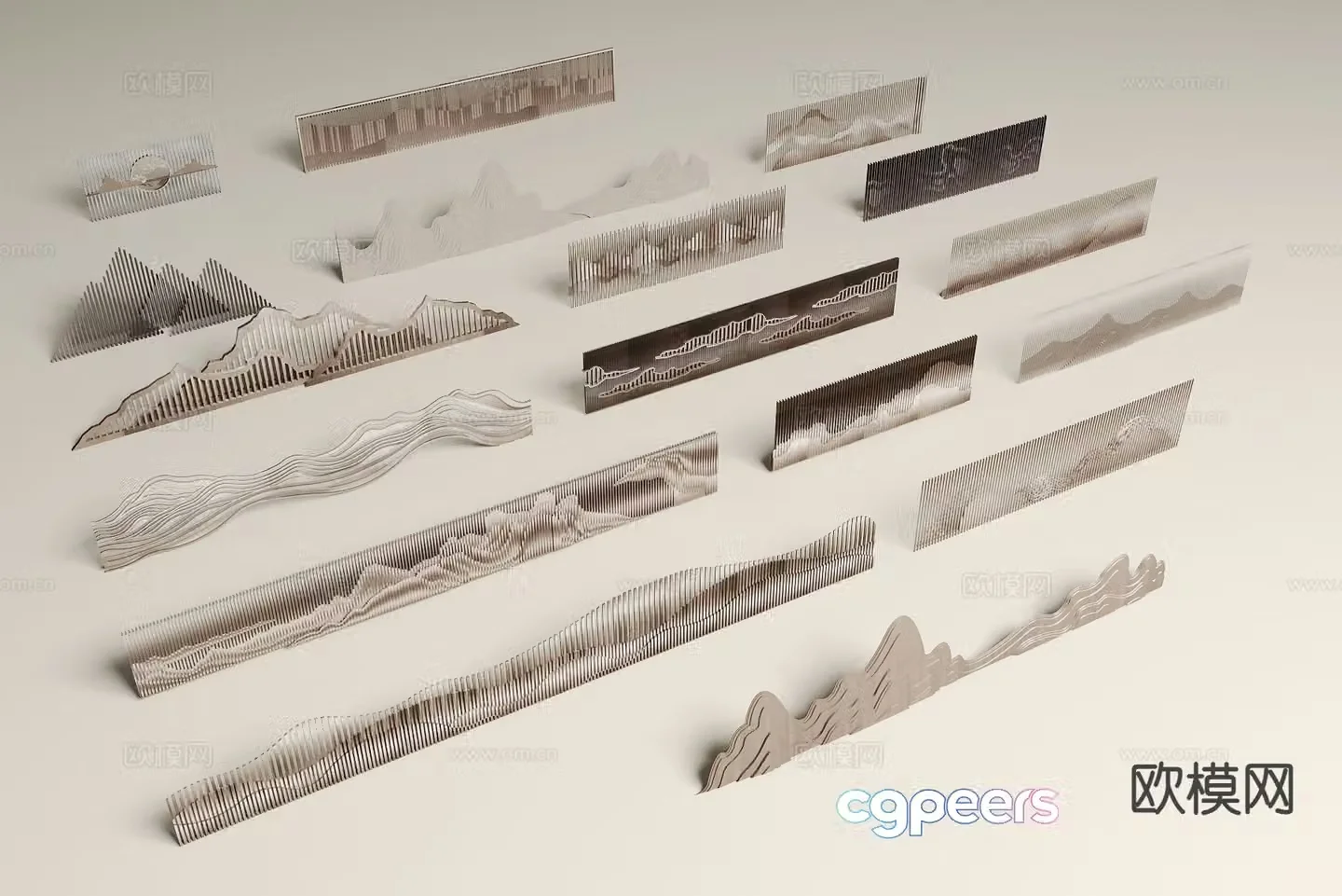 New Chinese style landscape wall entrance landscape wall 3D model