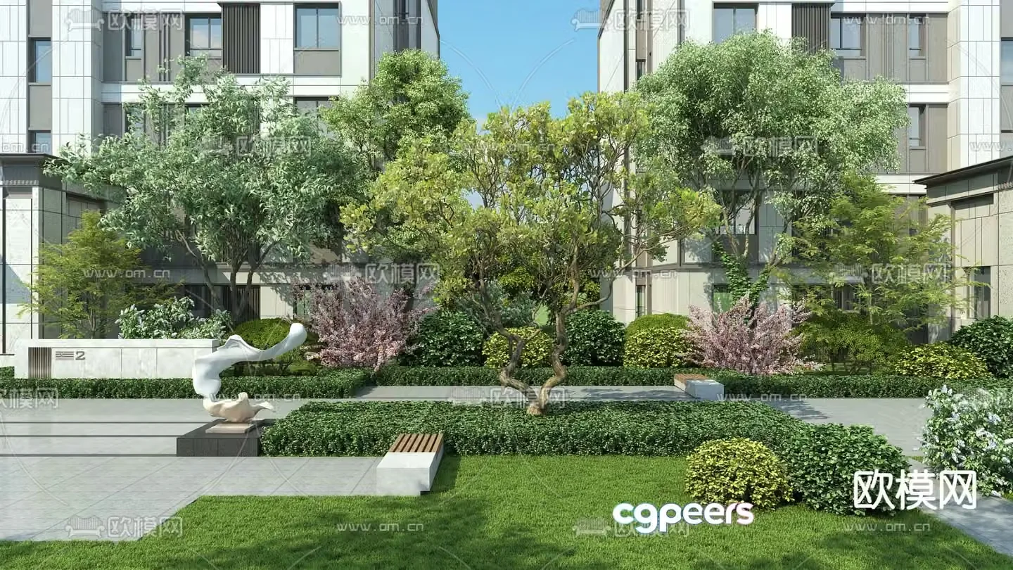 Garden landscape community garden 3d model