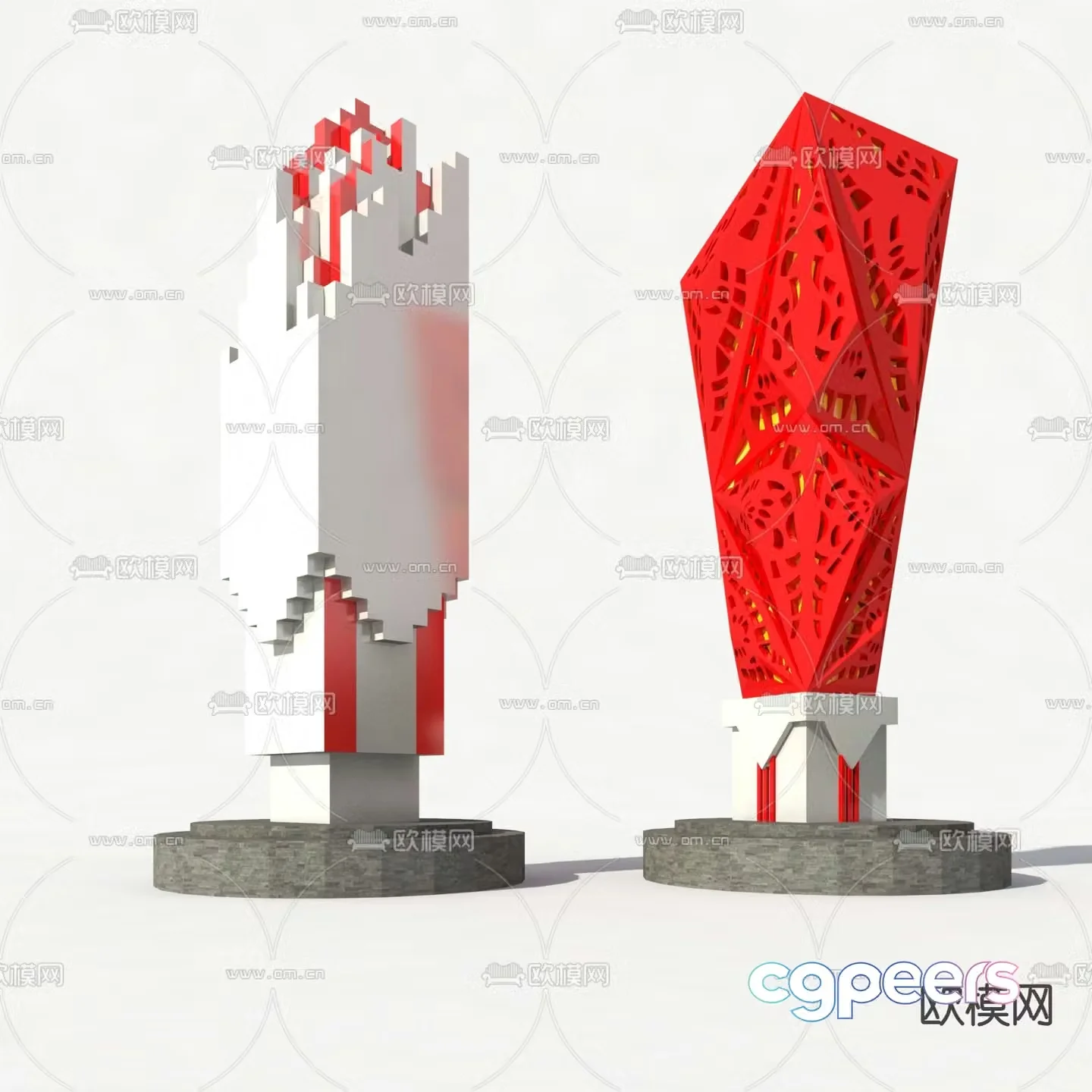 Modern urban sculpture sketch 3D model