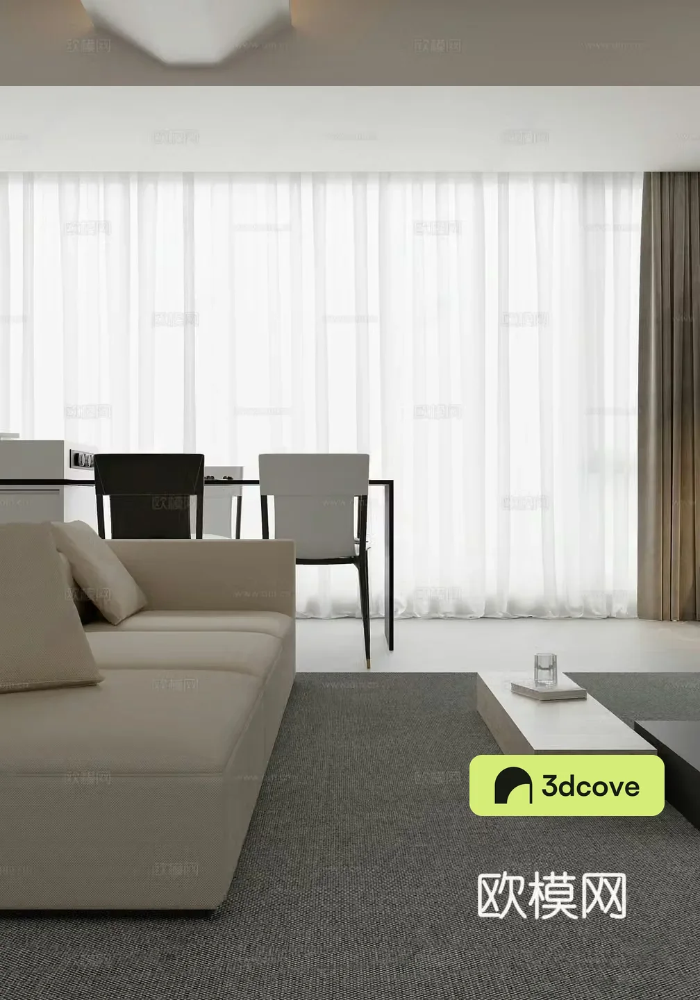 Modern minimalist living and dining room sofa and coffee table combination Zhongdao Island dining table and chair combination kitchen