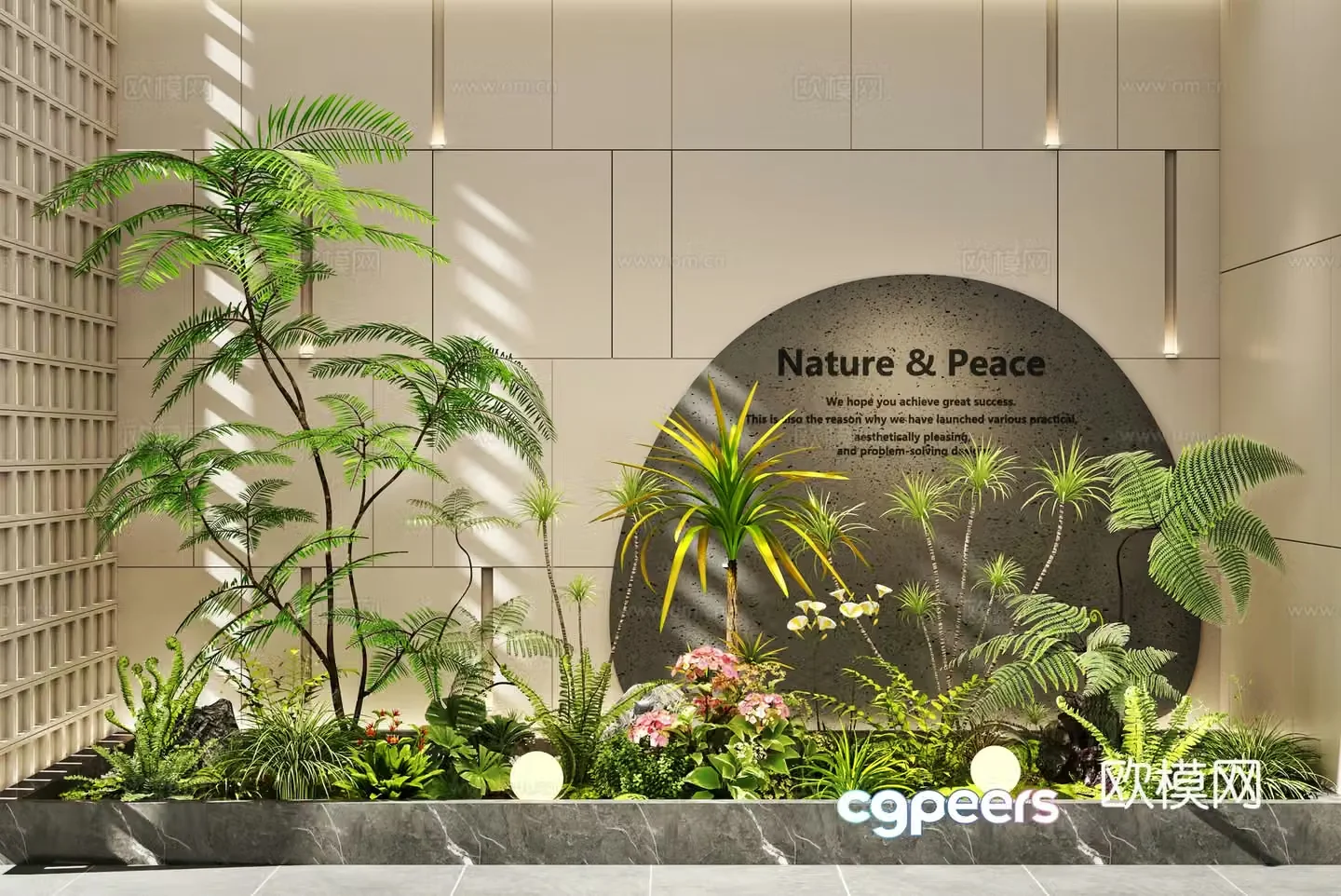 Modern interior landscape Landscape Garden landscape Plant pile Green plant combination Garden sketch 3D model