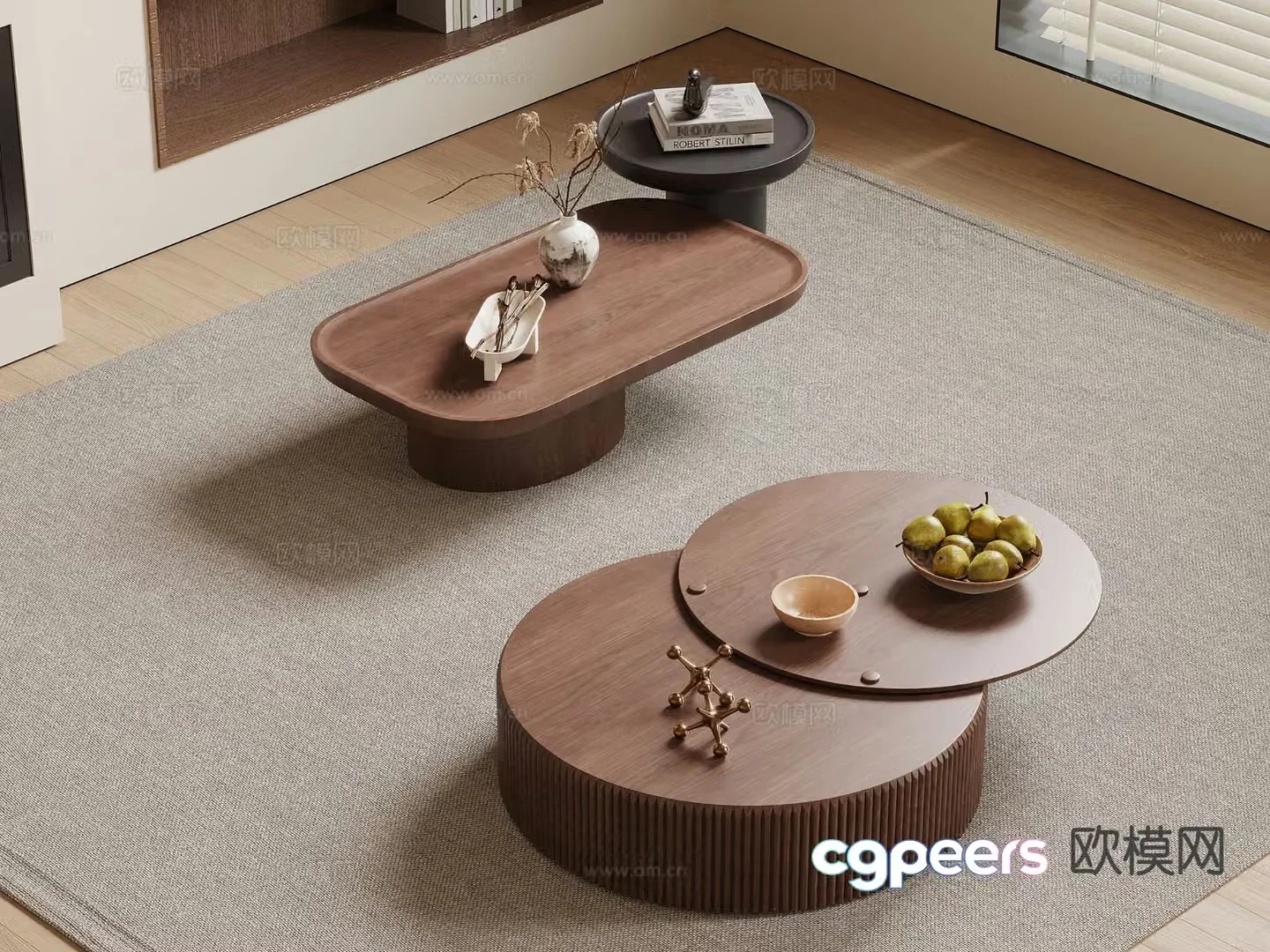 Medieval style coffee table wooden coffee table 3d model