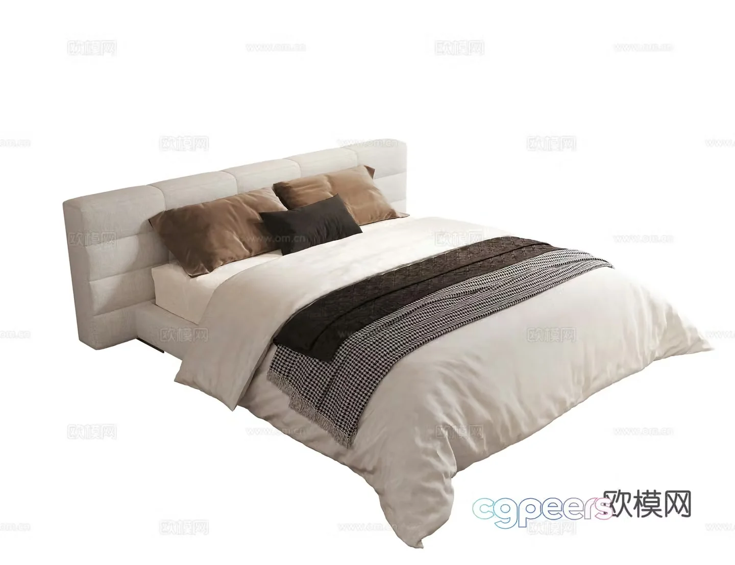 Modern double bed fabric double bed master bedroom secondary bed senior bed senior bed advanced 3D model