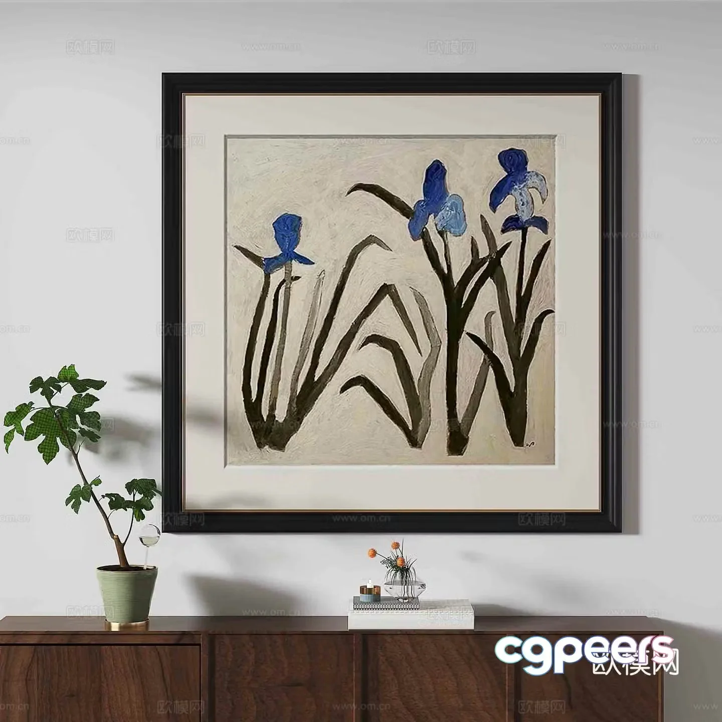 Simple European flower painting decorative painting 3d model