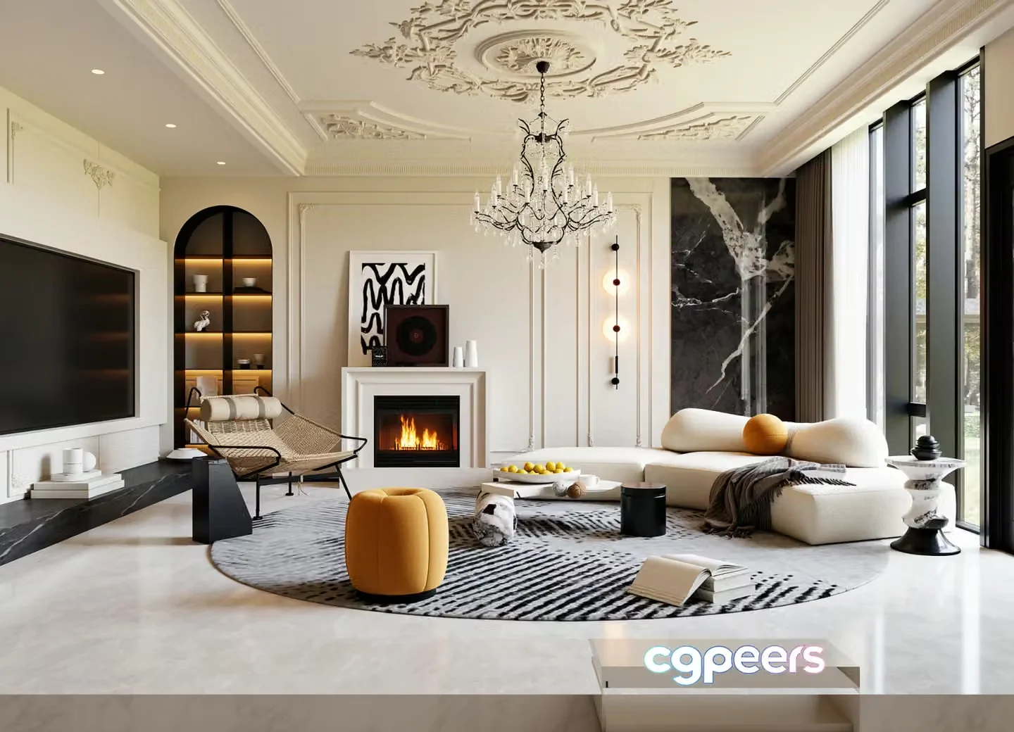 Modern Living Room 3D Model – 6931 – VRAY Render