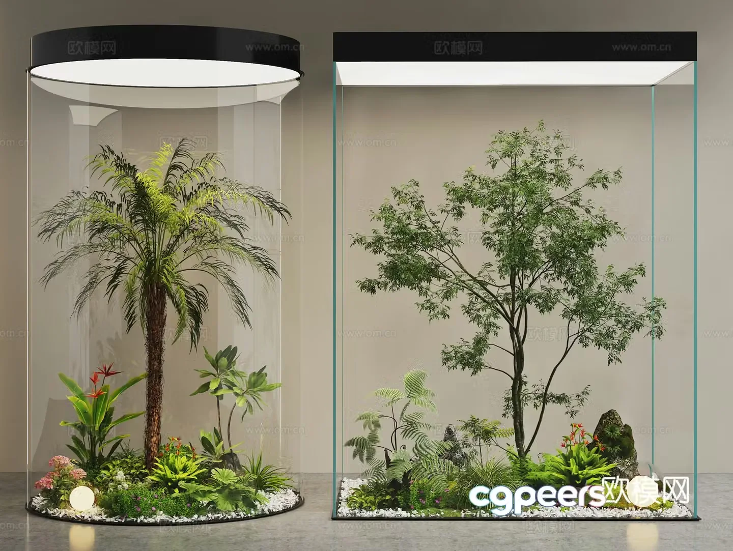 Modern interior landscape Landscape Plant pile Glass green plant landscaping Landscape Tree Garden landscape 3D model