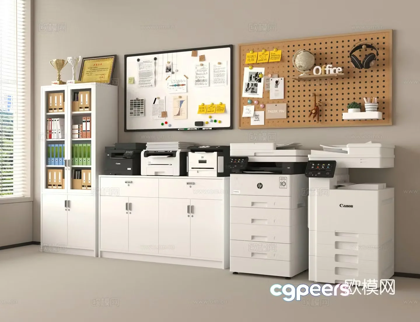 File cabinet Copier Data cabinet File cabinet Whiteboard Hole board 3D model