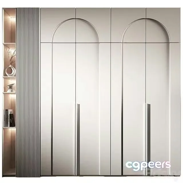 3ds Max Free – Cabinet furniture. Minimal White Modern Wardrobe set 6