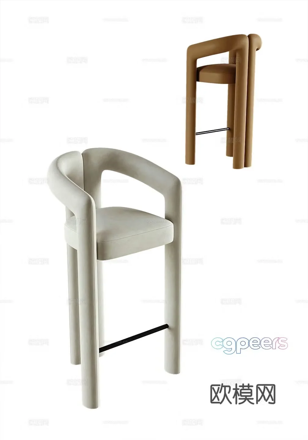 Modern bar stool bar stool high stool 3d model