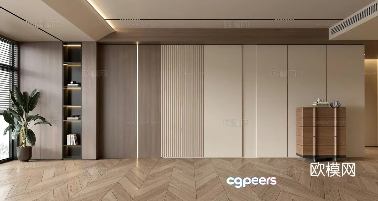 Modern sofa background wall 3d model