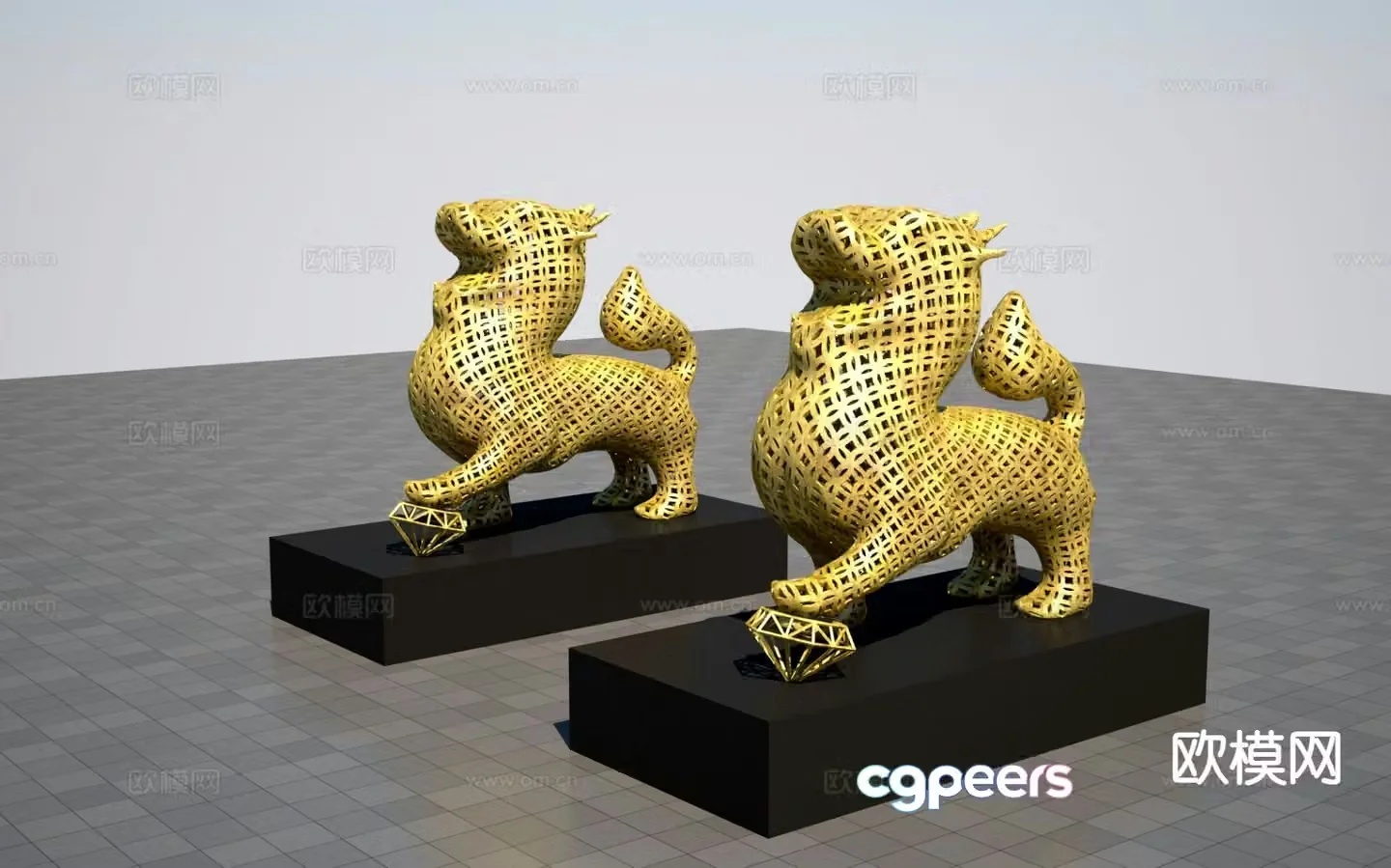 Modern lion sculpture 3d model