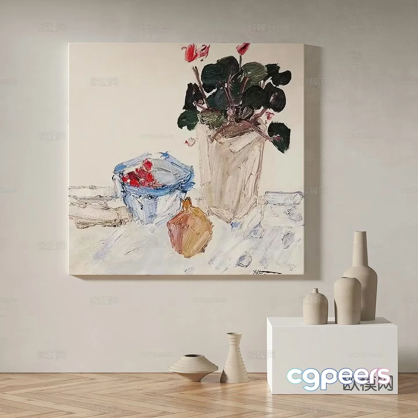 Modern minimalist abstract retro decorative painting 3d model