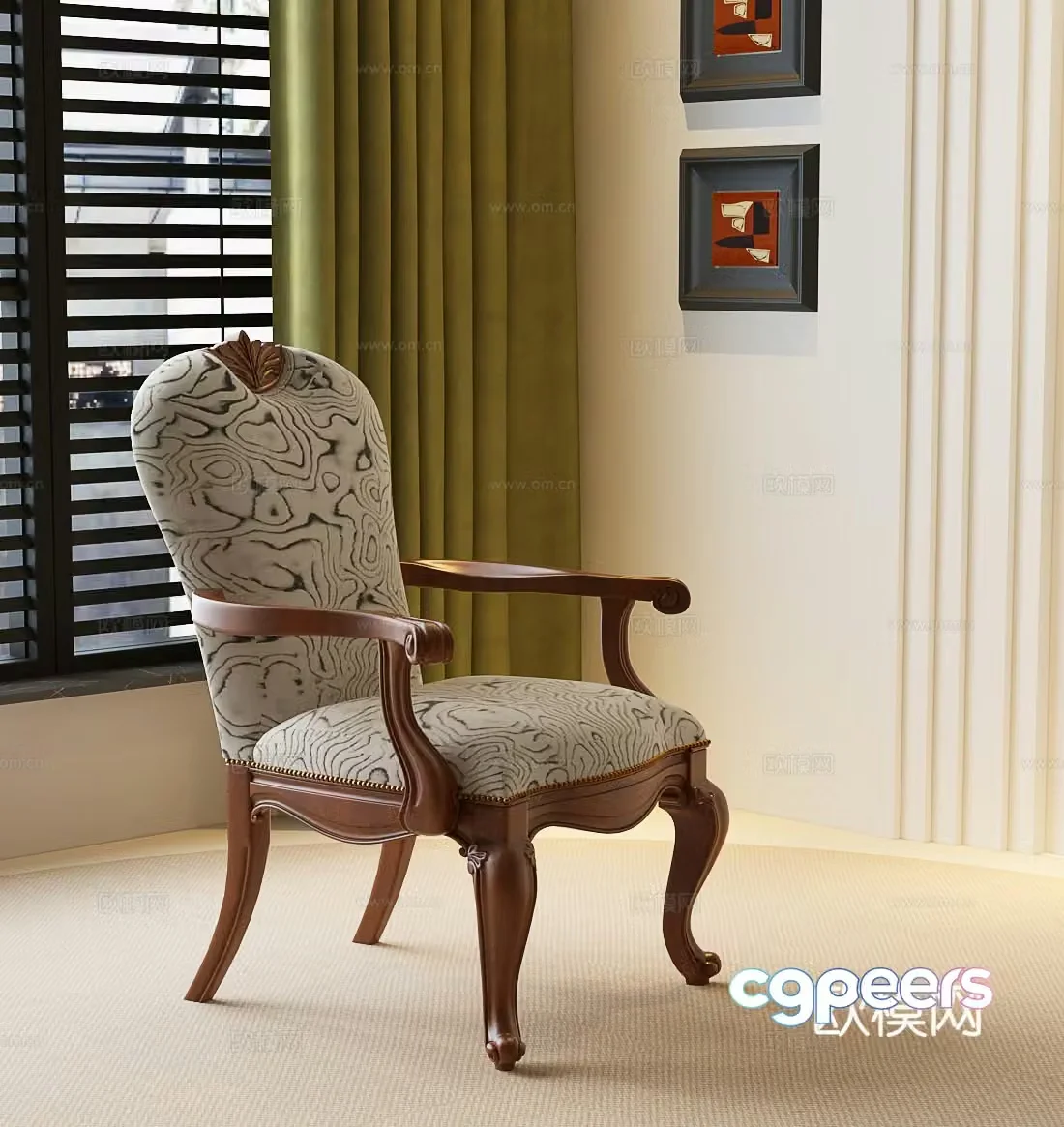 French medieval dining chair American dining chair American single chair French medieval single chair American medieval single chair 3d model