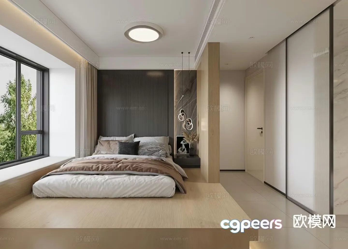 Modern bedroom master bedroom master bathroom 3d model