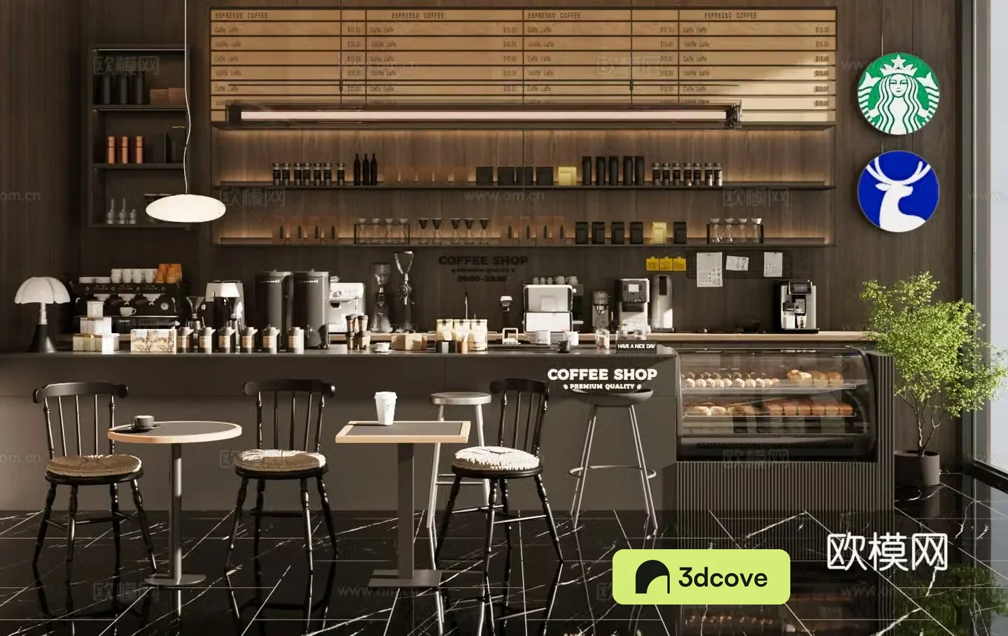 Middle style cafe cafe 3d model