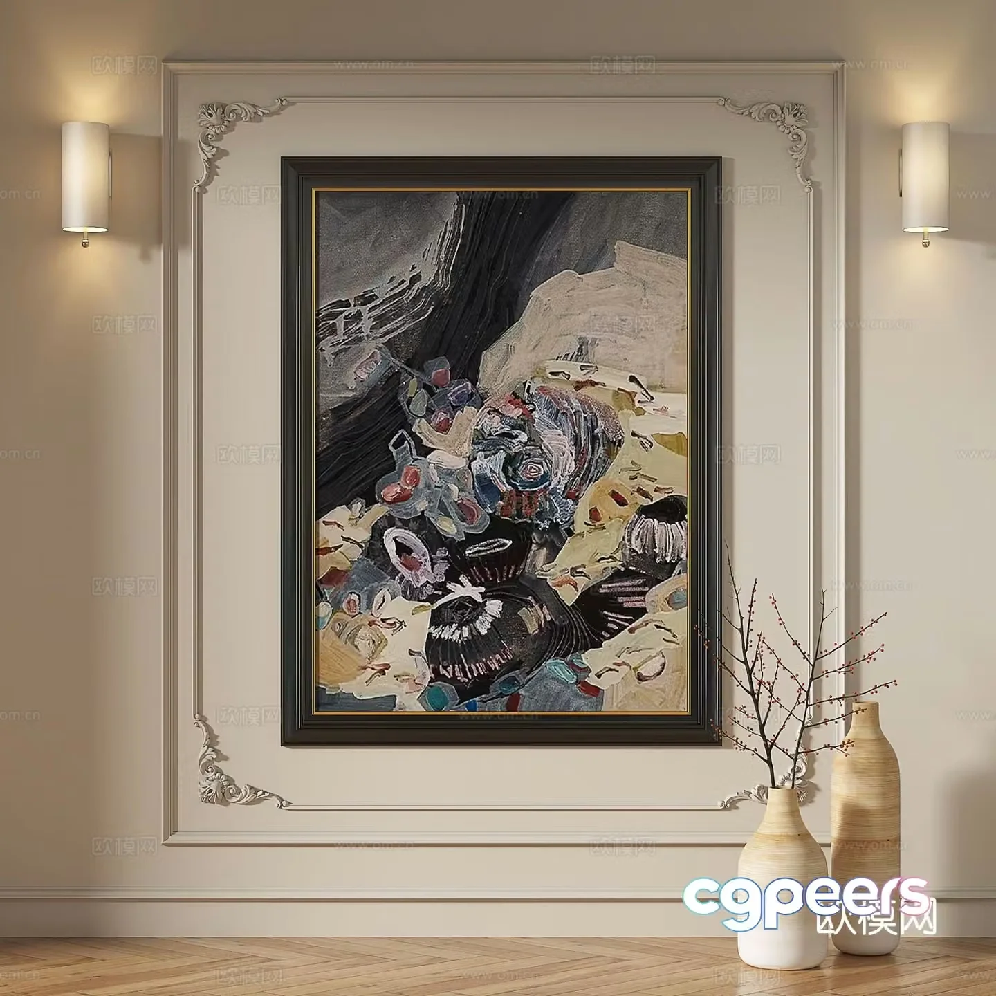 French hanging paintings retro oil paintings European murals classical decorative paintings abstract paintings decorative paintings 3D model