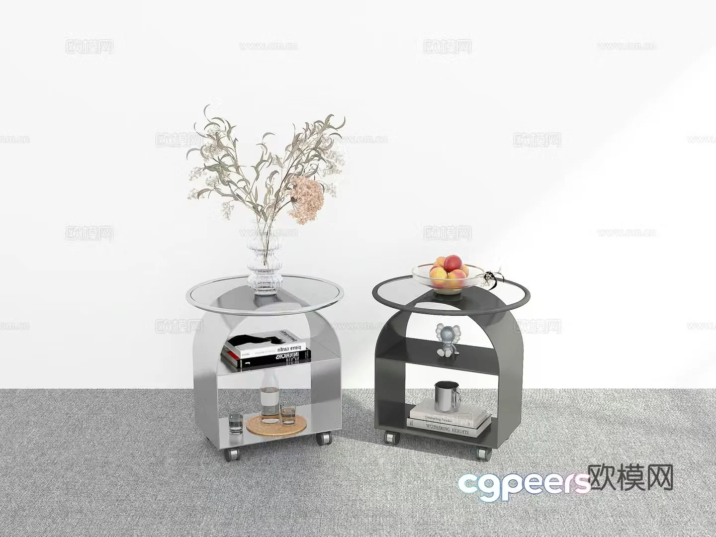 Modern side table mobile corner table round table 3D model