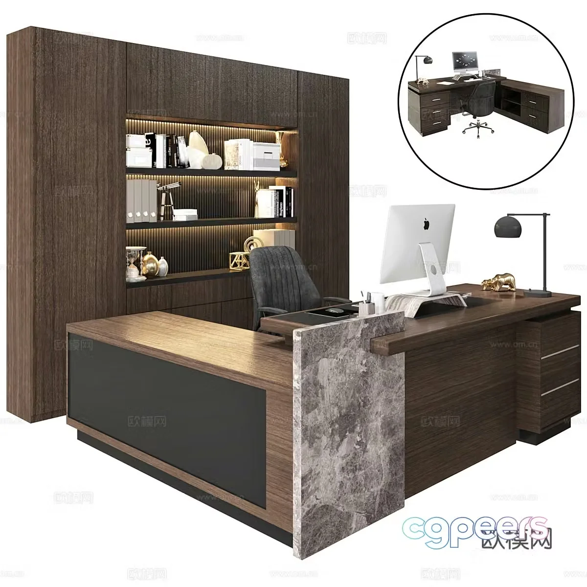 Modern Italian office desk and chair Office furniture 3d model