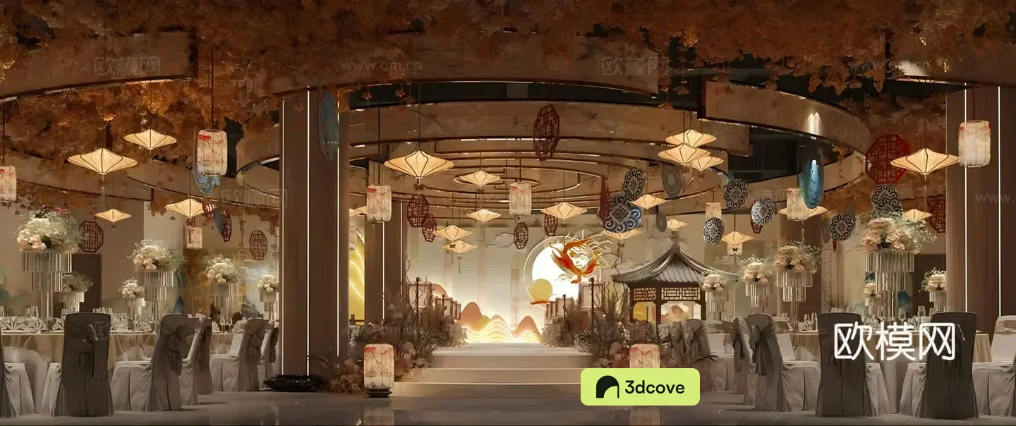 New Chinese style wedding banquet hall hotel banquet hall