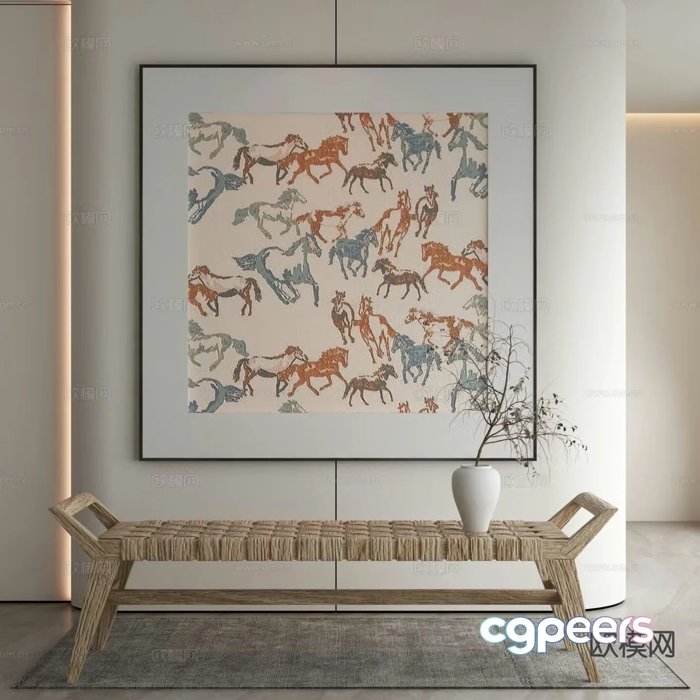 Modern decorative painting abstract painting horse painting 3d model