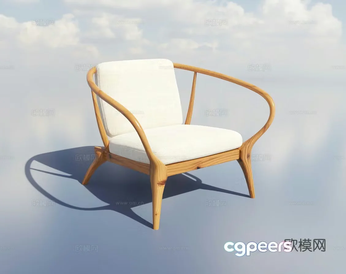 New Chinese style armchair leisure chair solid wood chair 3d model