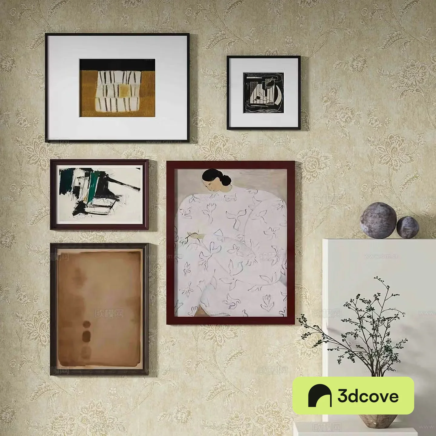 Nordic decorative painting retro painting combined hanging painting