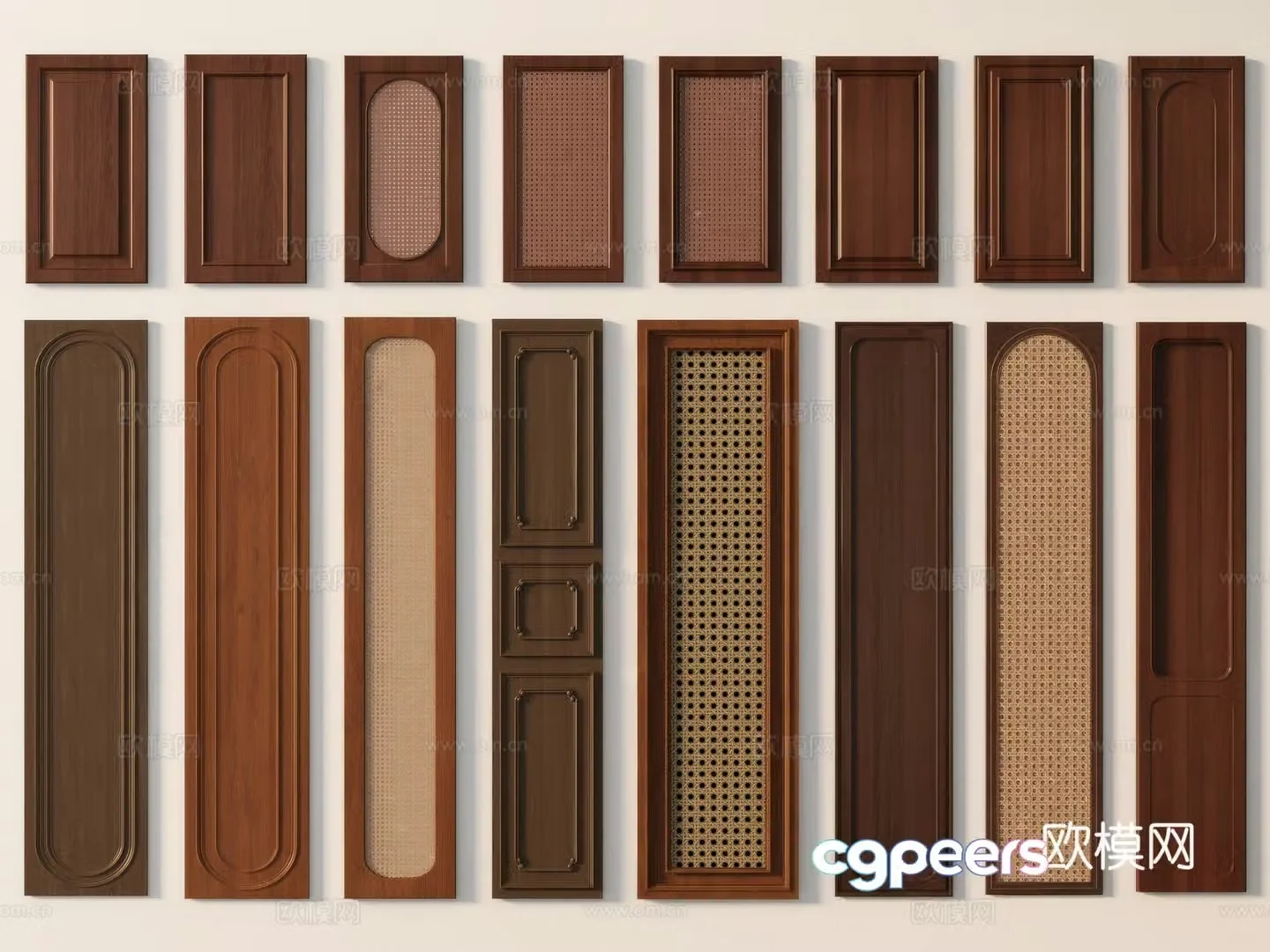 Medieval style cabinet door rattan cabinet door 3d model