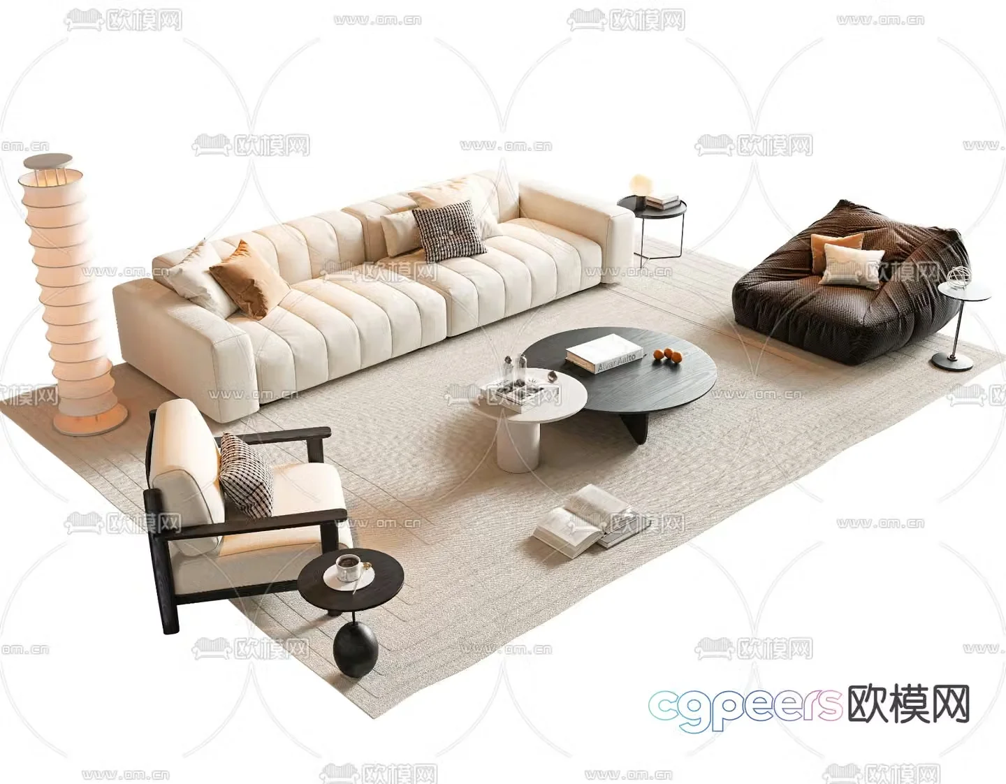 Cream style modular sofa 3d model