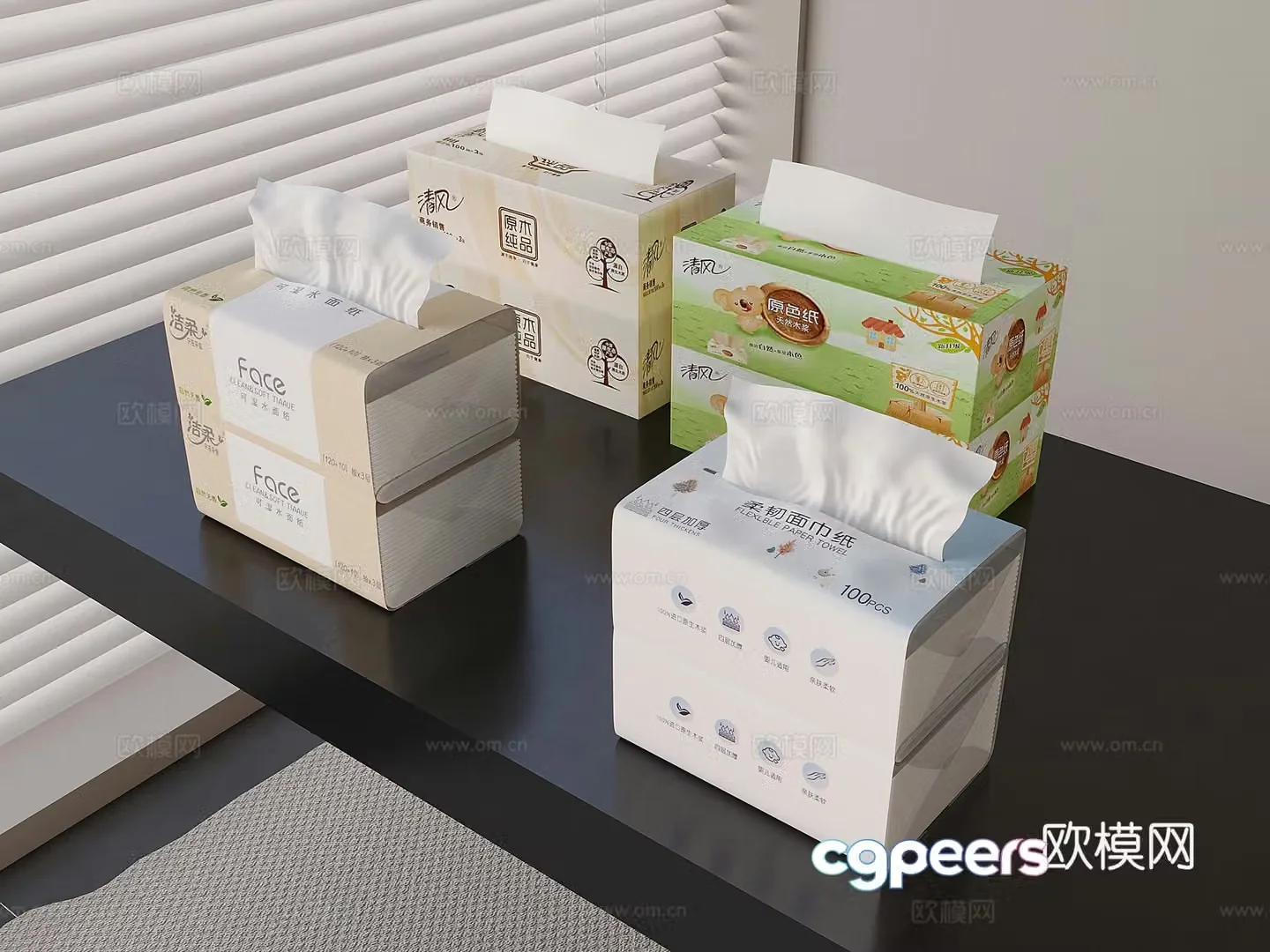 Flexible facial tissue paper clean and clean soft tissue wetable water surface paper 3D model