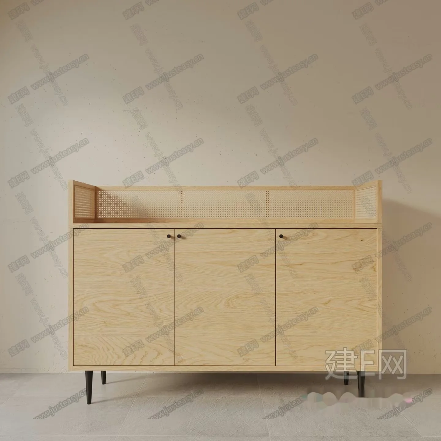 A Light-Colored Wooden Cabinet 3D Model – 15979 – VRAY Render