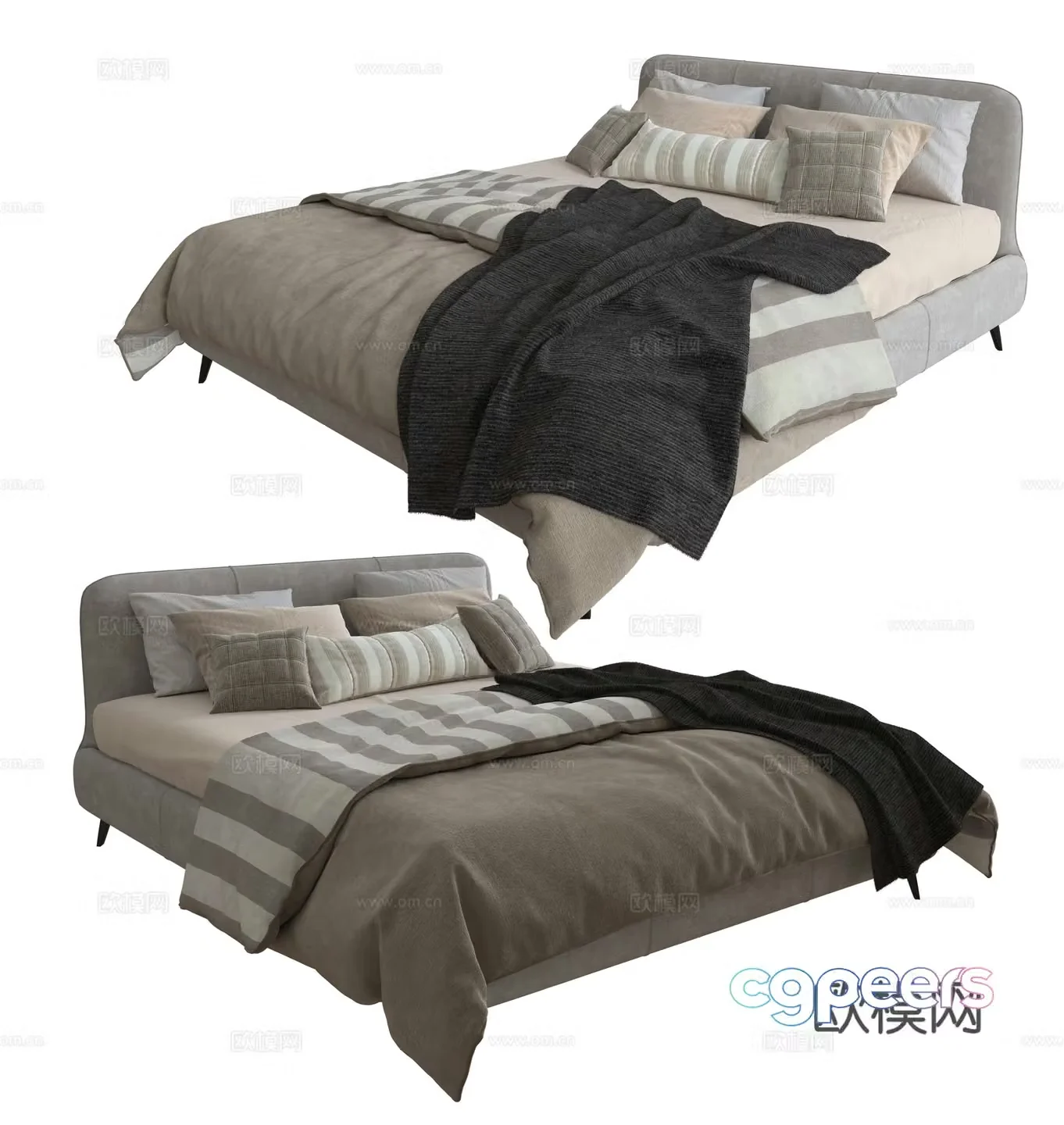 Modern double bed 3d model