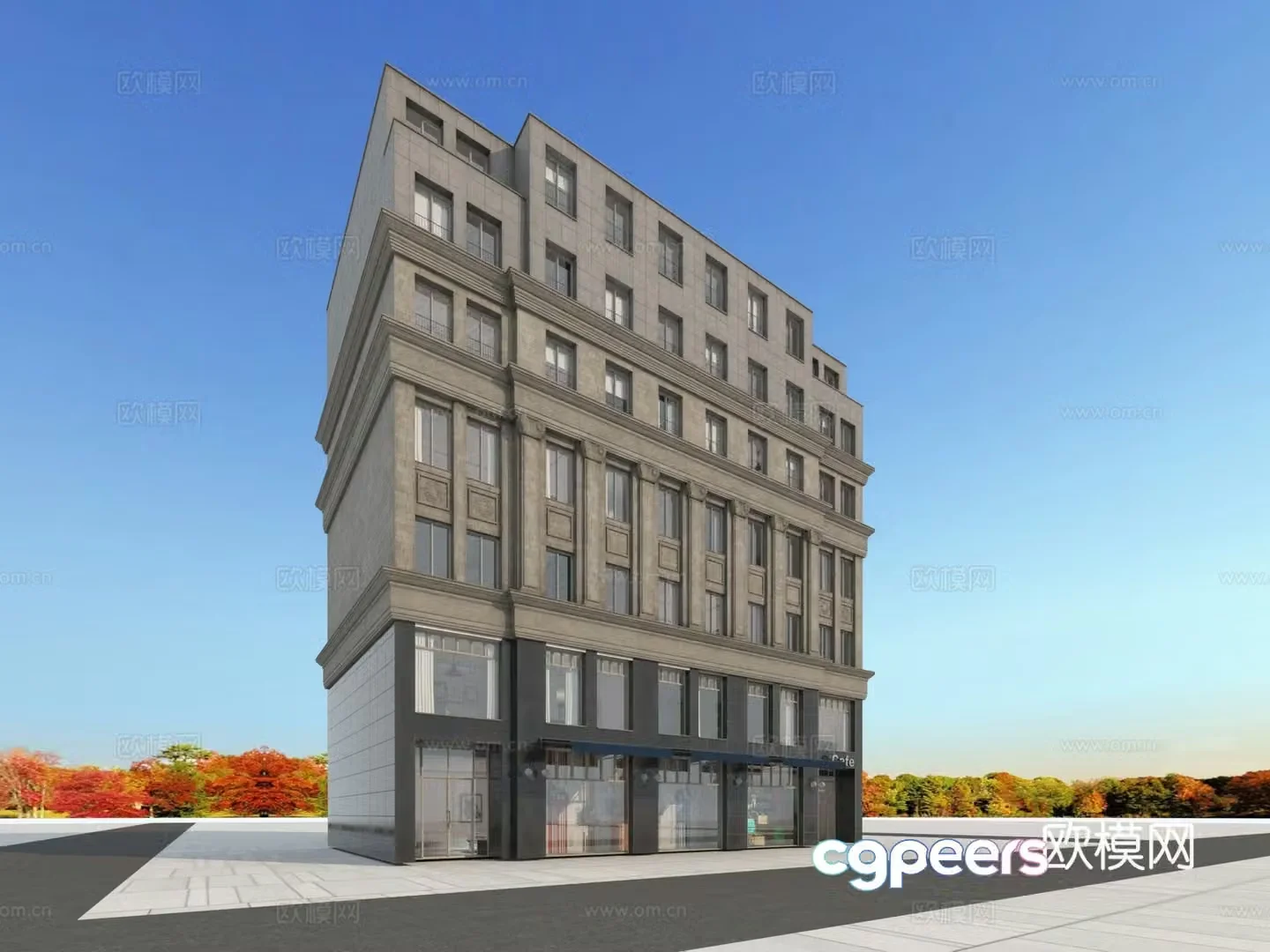Building appearance European-style building 3d model