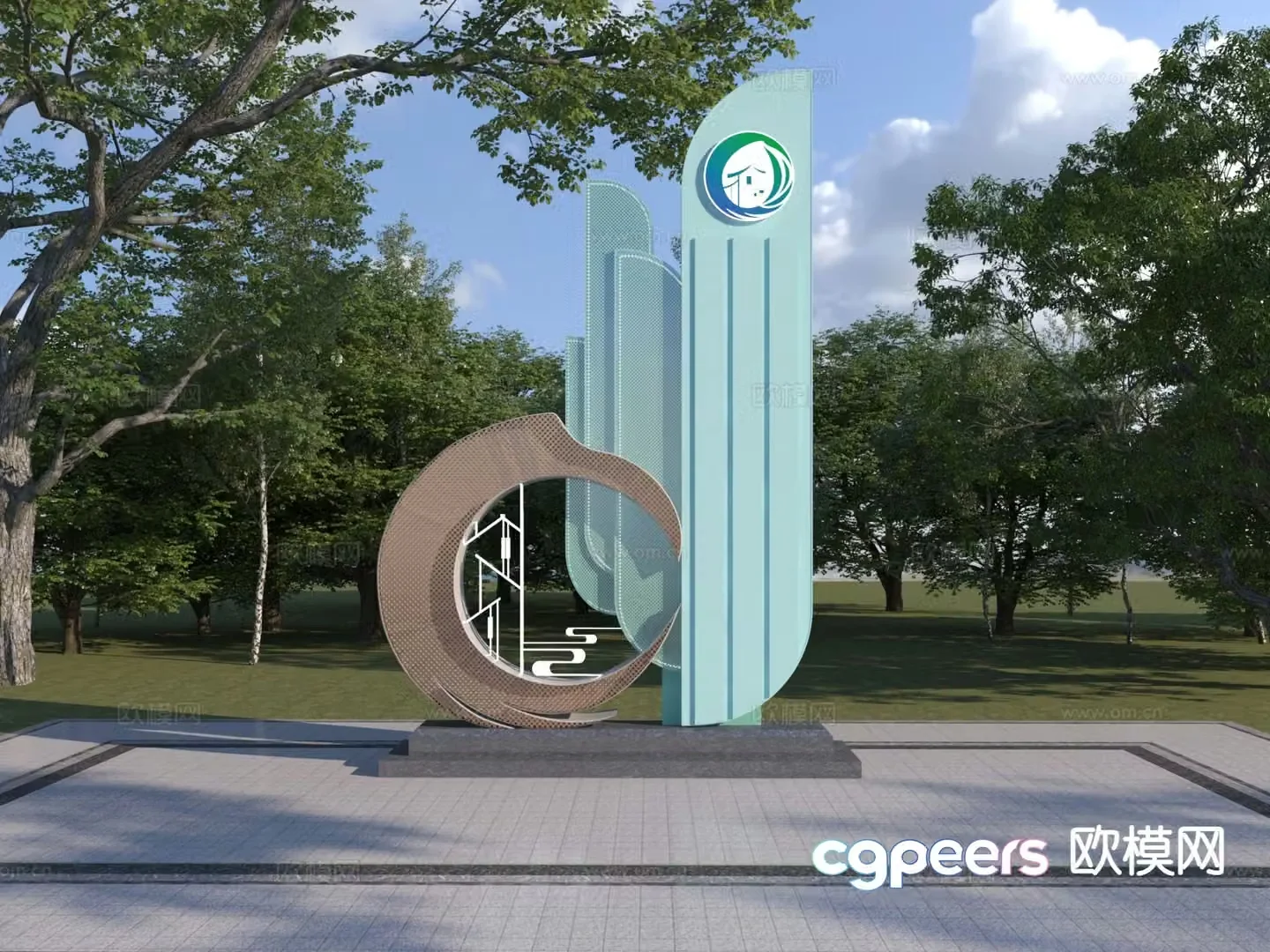 Modern landscape sketch sculpture sketch 3D model